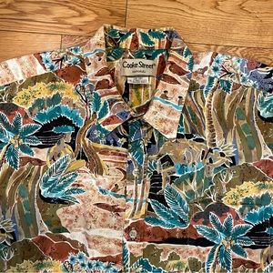 Cooke Street Mens Hawaiian Shirt Button Up Short Sleeve Islander Painting XL